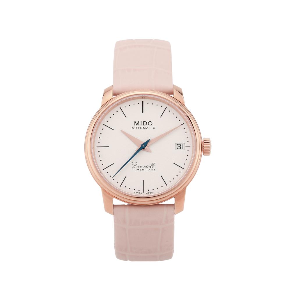 Mido Baroncelli serisi mekanik mekanizma 30 metre su geçirmez kadın saati İsviçre saati 33mm gümüş kadran deri kayış M027.207.36.010.00