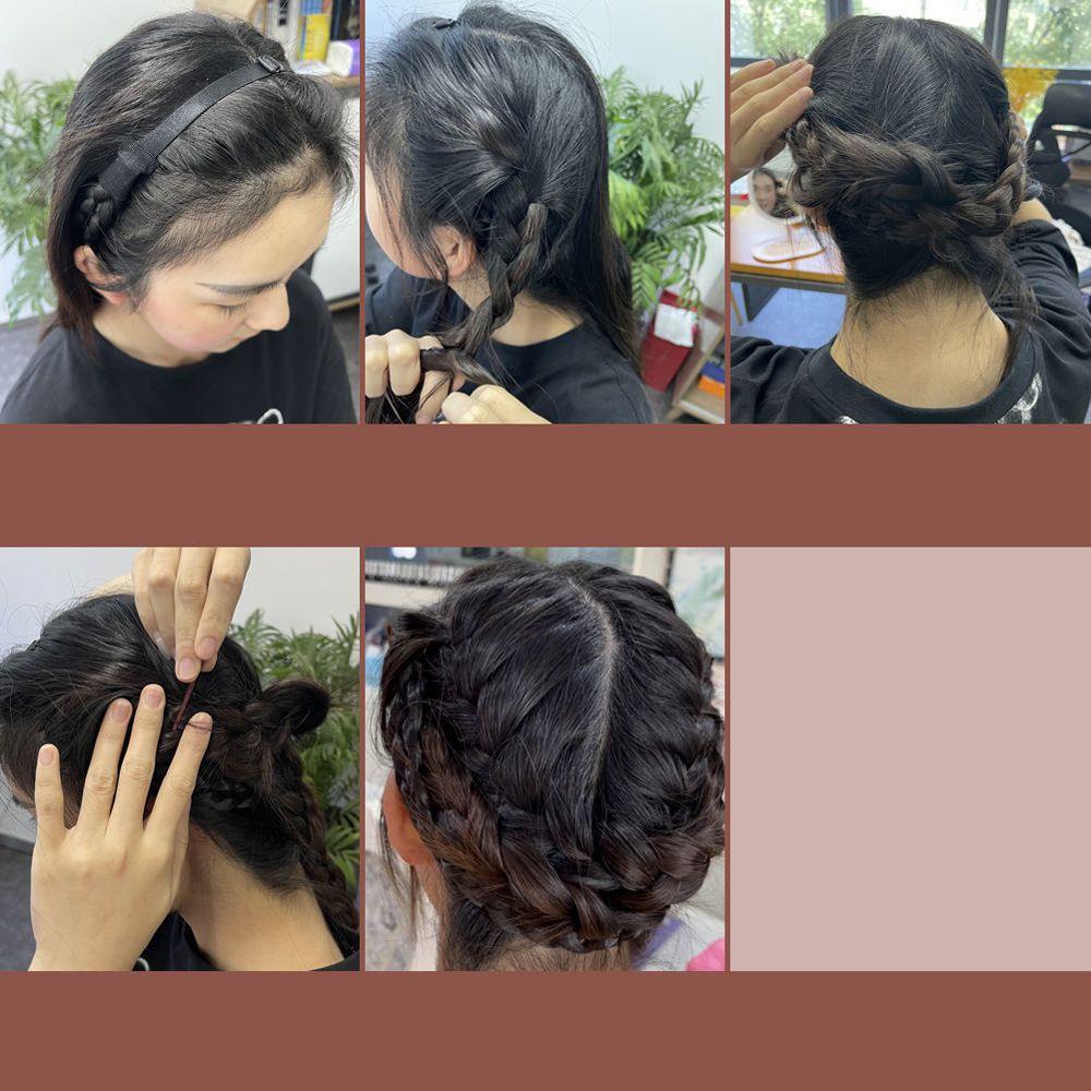 Haarteil Elastisches Geflochtenes Stirnband Haarreif Perücke Gedrehte Stirnbänder Bohemian Geflochtenes Haarband