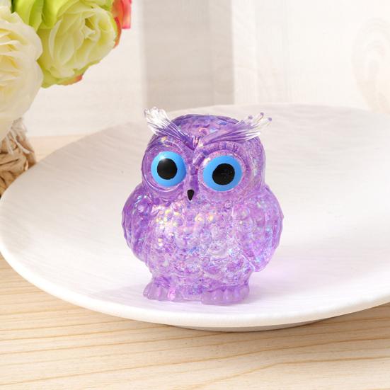 Glitter Owl Sugar Stress Ball Slow Rebound Stress Relief Clear Bird Squeeze Toy Anxiety Relieving Animal Shape Hand Relaxation Tool