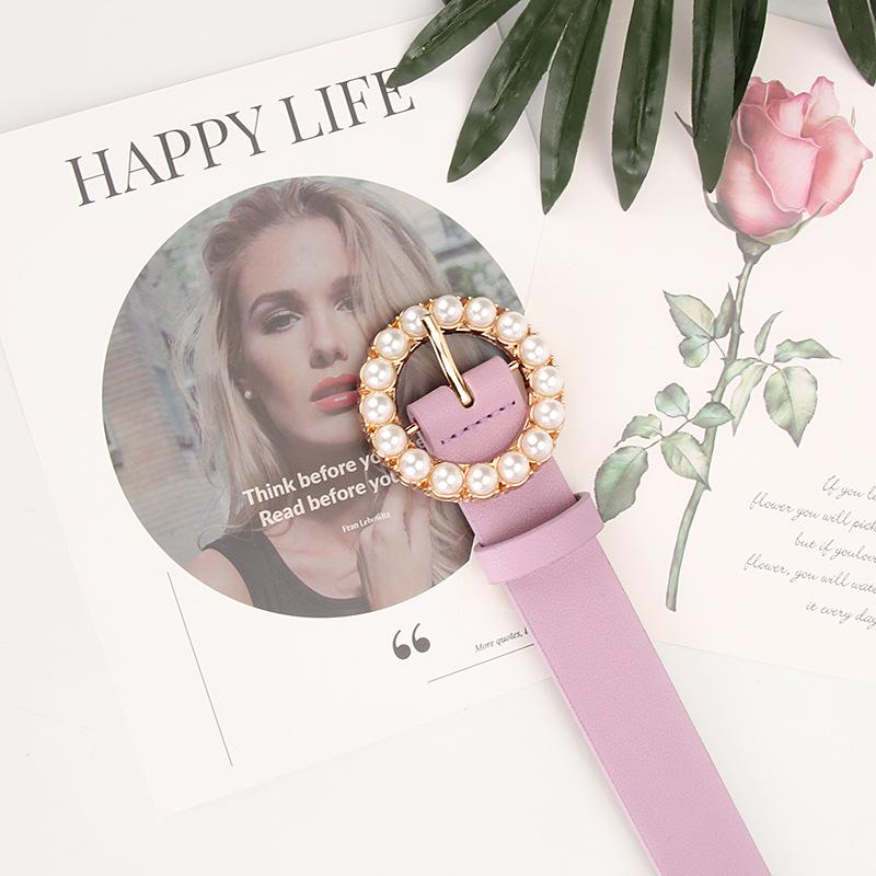Stylish Women's Belts with Round Pearl Pin Buckle: Elegant, Trendy, and Sophisticated