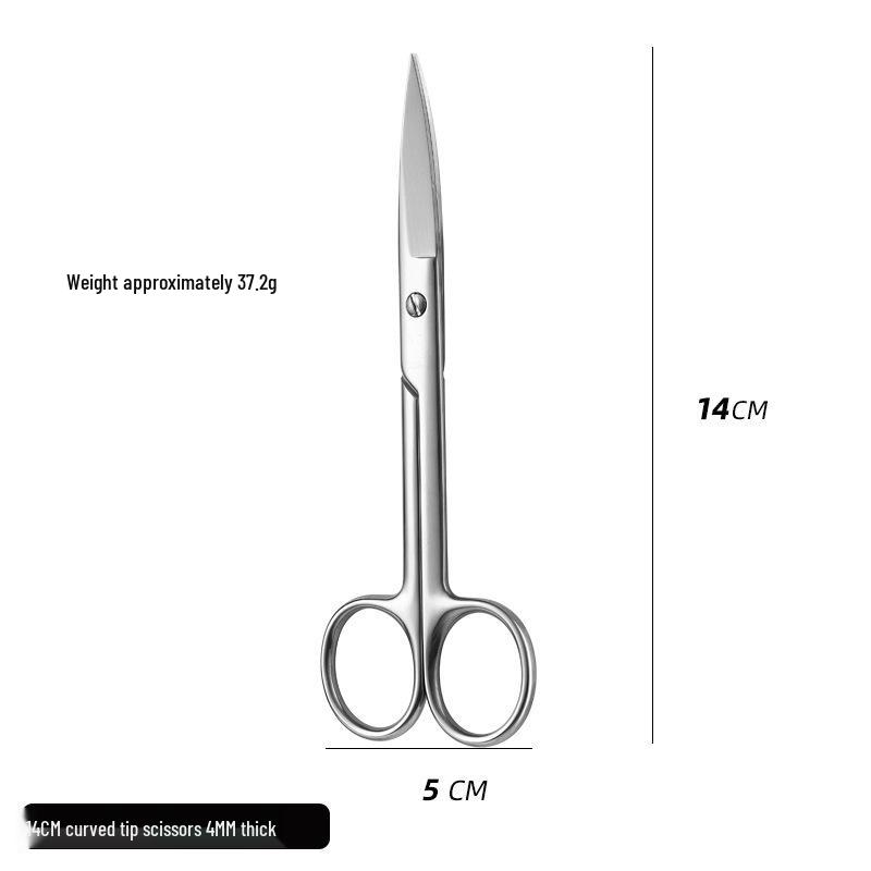 420 Stainless Steel Multi-Purpose Scissors: Large Curved, Straight, Round Tip for Surgical, Beauty, Nose Hair, Eyelid, and Teaching Use.