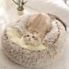 Inverno quente redondo casa de gato cama almofada de aninhamento macio longo pelúcia cama para animais de estimação para cães pequenos tapete de gato ninho almofada