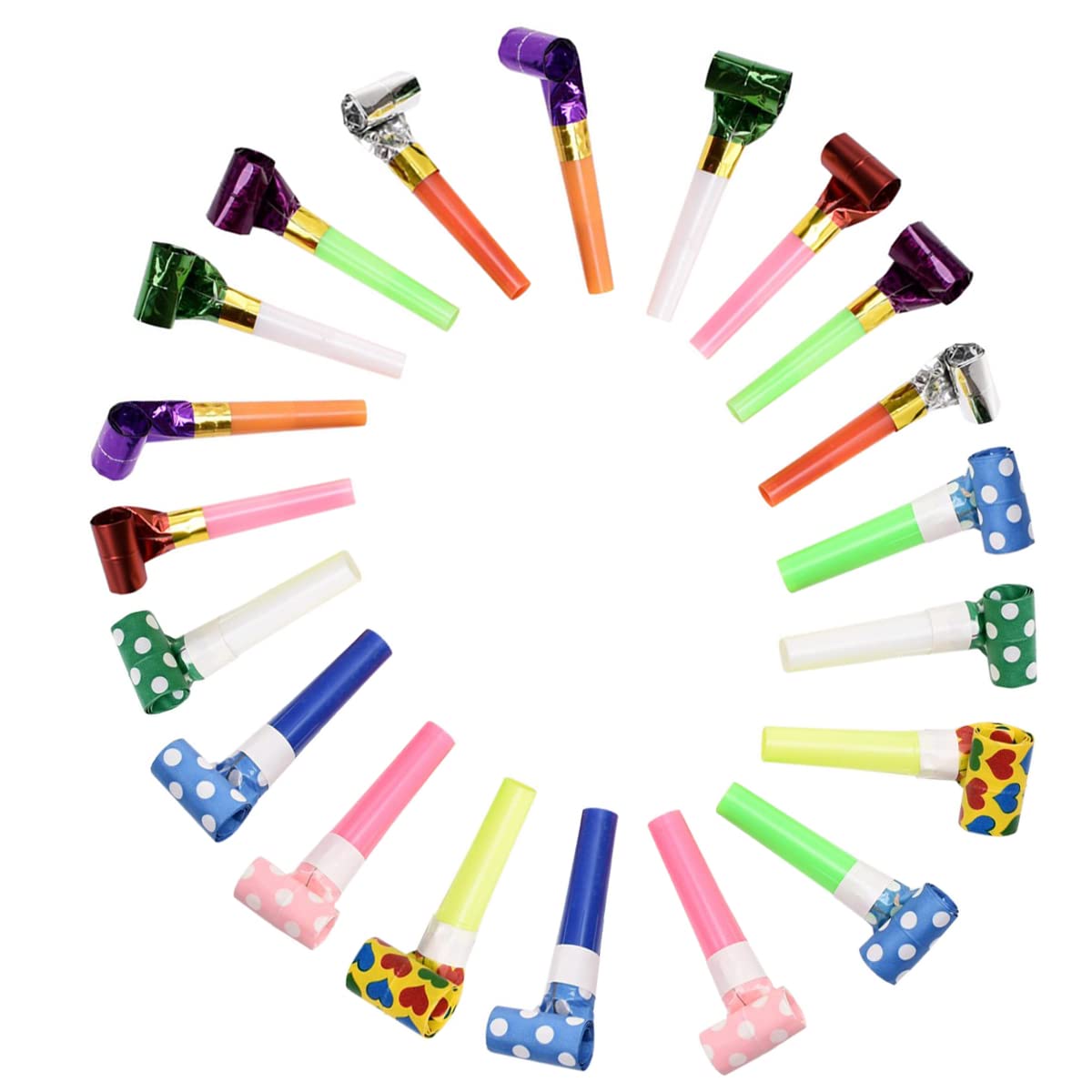 

YFFSFDC Set of 20 Blowback Long Cheering Event Party Party Props Whistle, Approx. 8cm, Whistle, Colorful, Children s Whistle, Toy, Party, Toy,