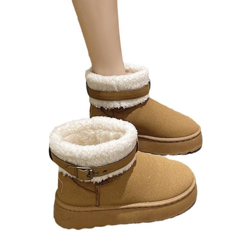 Snow boots women's outer wear winter new fur integrated thick-soled heightening wool boots piled warm cotton boots
