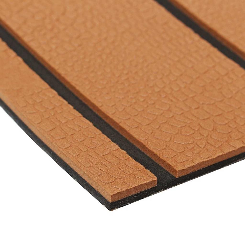 900x2400x6mm EVA Schaum Faux Teak Bootsdeckmatte Braunes Belagblatt Yachtboden Rutschfeste Matte Selbstklebende Fahrzeugunterlage