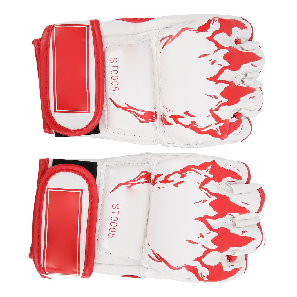 Professional MMA Fingerless Gloves PU Leather Punching Bag Sanda Boxing GlovesWhite Bottom Red Claw