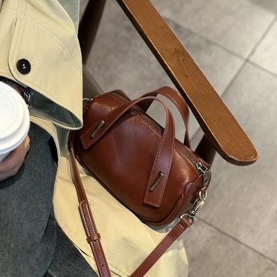 Handbag, Hand-held Genuine Leather Single-shoulder Bag, Niche Quality Cowhide Small Bag, Ladies' Crossbody Bag