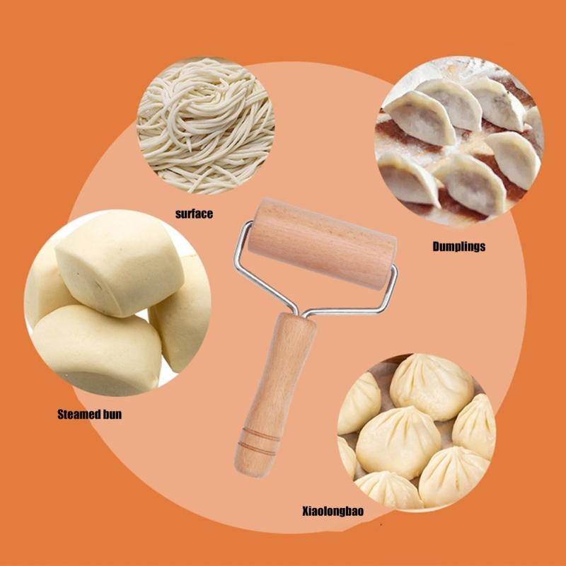 Beechwood Rolling Pin for Pastry Tortillas Pizza Cookie Dumplings Baking Ergonomic Dough Roller Wooden Baking Tool