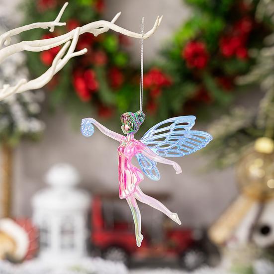 Winter Acrylic Christmas Ornaments Colorful Snowflake Ballerina Dancer Feather Hanging Ornaments