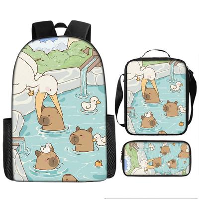 Pibara Trendy Backpack European and American Retro Schoolbag Third Grade Fourth Grade Bag