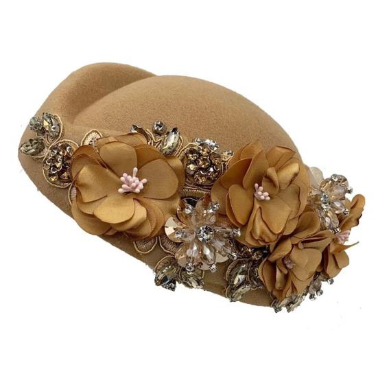 Teselskaphatt for kvinner jenter stoffblomst fascinatorhatt vintage cocktailparty pillbox-hatt rollespill bowler party-tilbehør