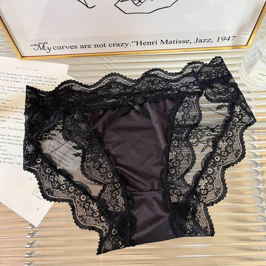 Vårhjärta Vågor Franska Satängspets Trosor - Sexiga, Andningsbara Bomull, Flickaktig Stil