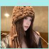 Chinese Style Knit Hat With Floral Embroidery And Ear Warmth For Autumn Winter Comfort