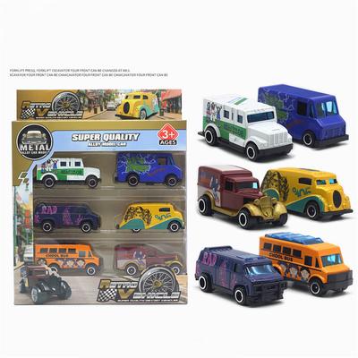 6 Stück verpackte Druckgussautos im Maßstab 1/64, 6 Stück Wohnmobil-Spielzeugautomodelle aus Kunststofflegierung für die DIY-Dekoration