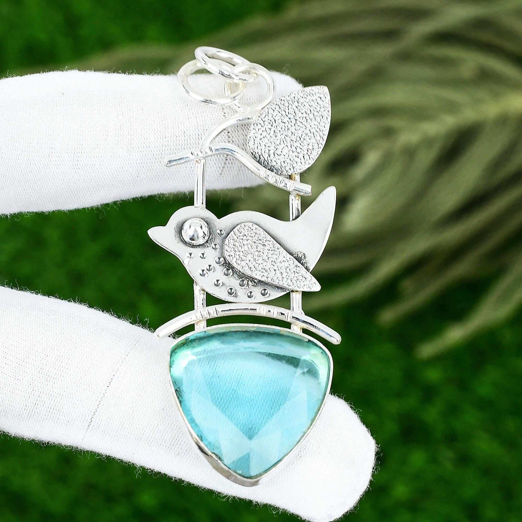 Грушевидный Топаз Швейцарский Синий Камень Жена Бохо Оправа Уникальный Новый Кулон Стерлинговое Серебро