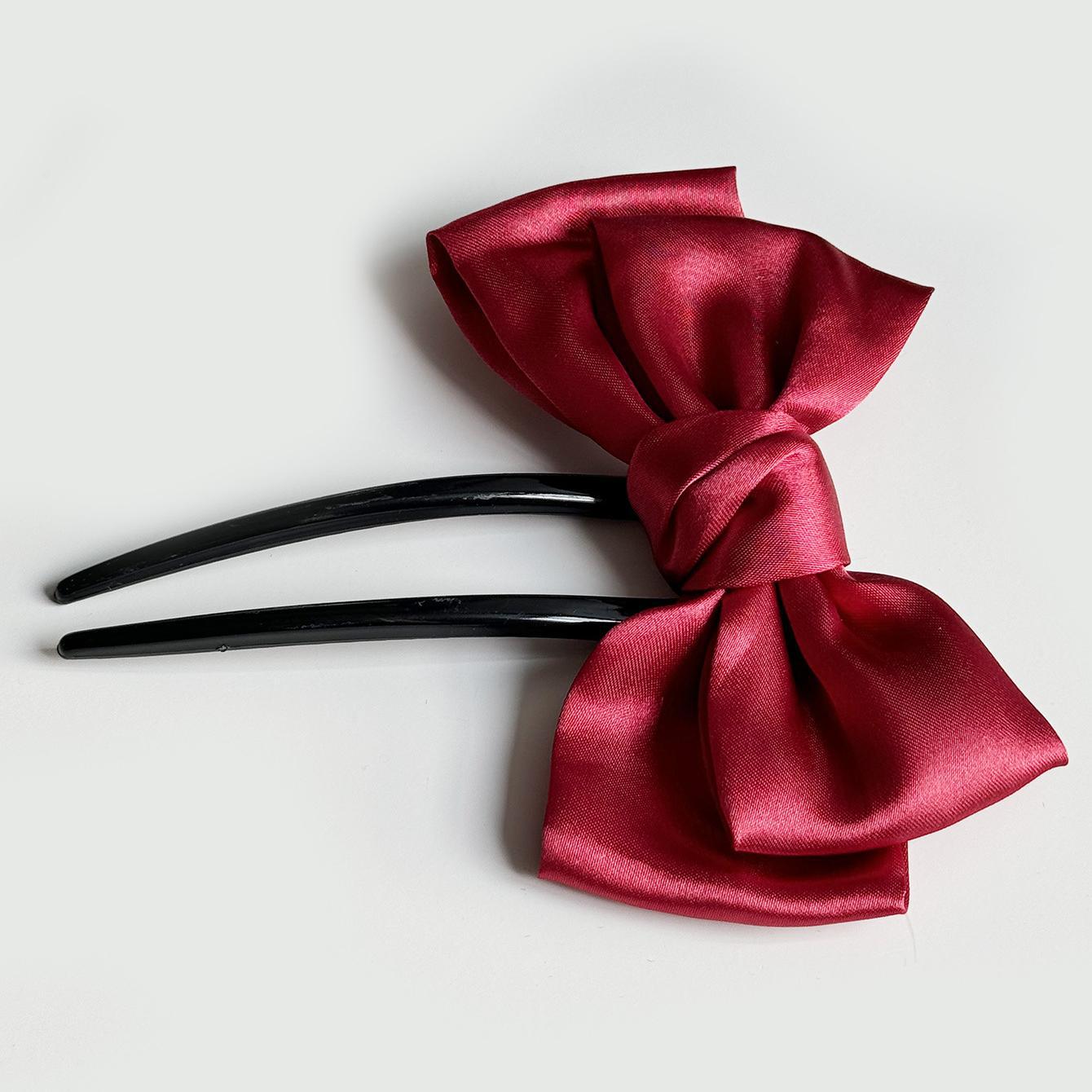1PC Elegant Black Fabric Bow U-Shaped Hairpin - Perfect with Chinese Cheongsam and Hanfu Hairstyle красный