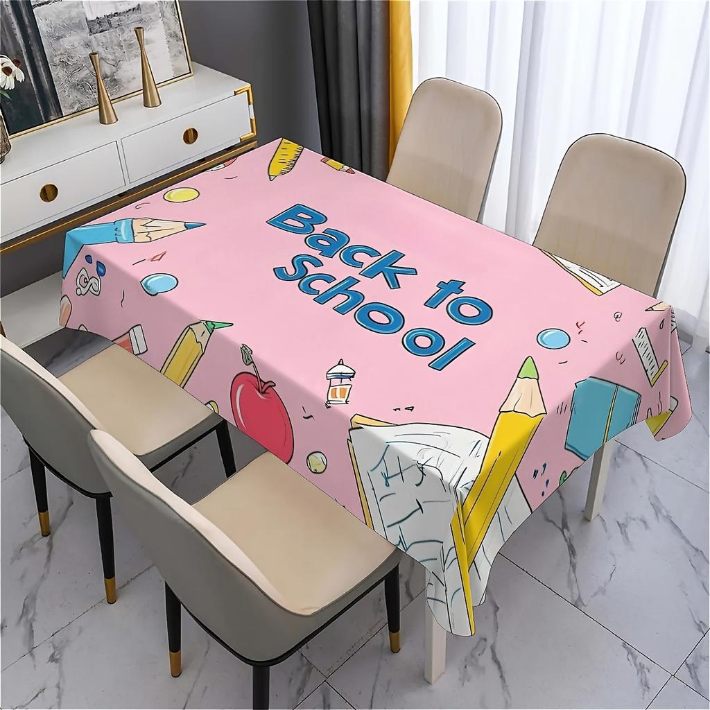 Back To School Season Rectangle Tablecloth Holiday Party Tables Decor Reusable Home Dinner Table Cloth Student Party Decorations