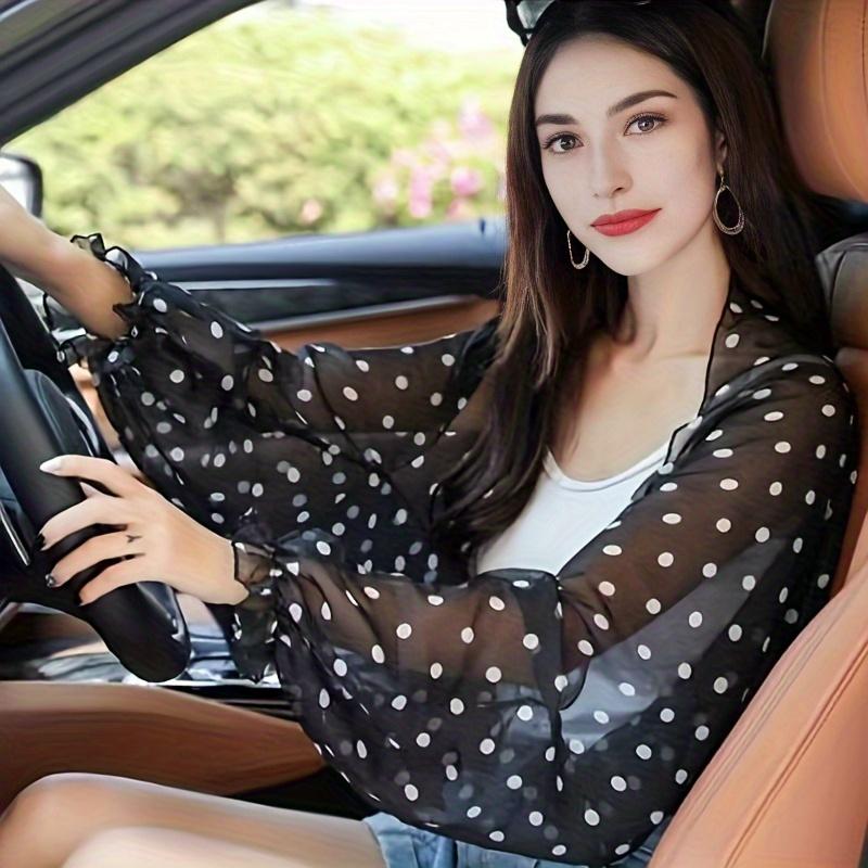 

Женский летний шифоновый шарф с цветочным принтом - Легкий, с длинным рукавом-«ледяной рукав» для вождения, езды на велосипеде и активного отдыха, Аксессуар для улицы чёрный