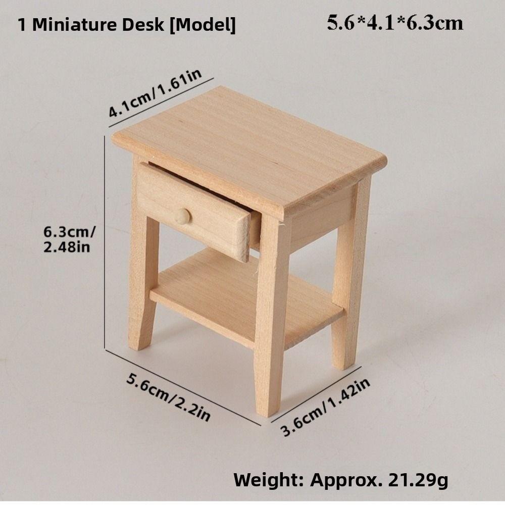 Multistyles Wood Coffee Dining Table Chairs Modern Simple Simulation End Table for OB11 Doll