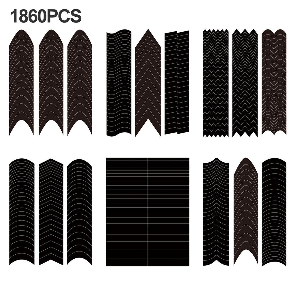 1860Pcs Nails Sticker Stencil Tips Guide French Manicure Nail Art Decals Form Fringe DIY French Tip Nail Stickers Beauty Tools