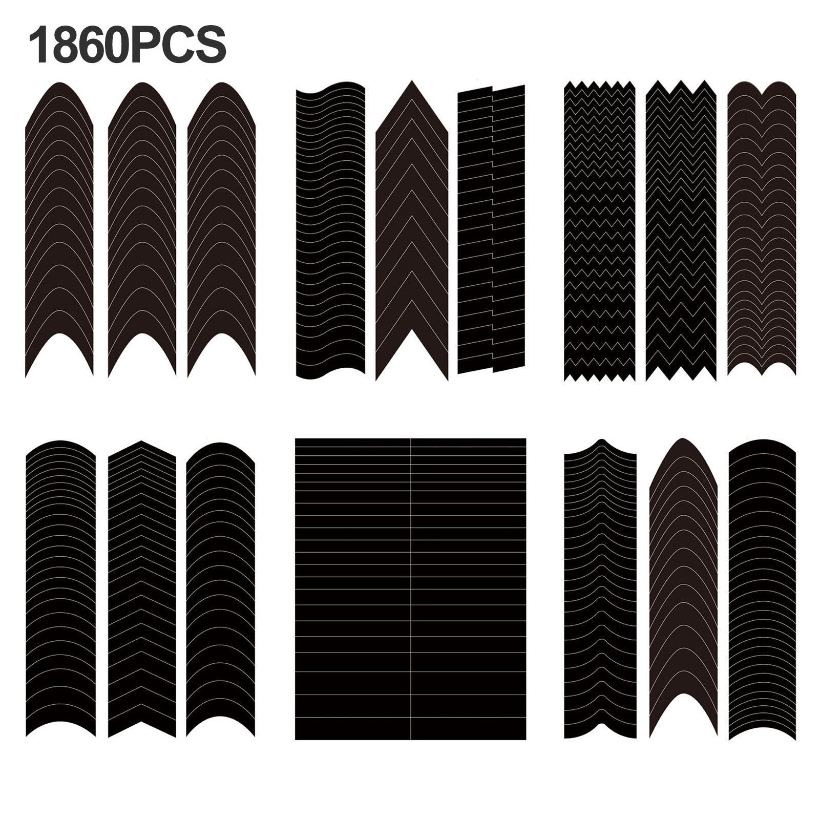 1860Pcs Nails Sticker Stencil Tips Guide French Manicure Nail Art Decals Form Fringe DIY French Tip Nail Stickers Beauty Tools