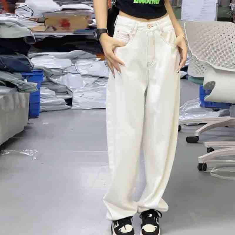 

LC-1041 European Style Retro High-Waisted Harem Jeans for Women – Flaw-Concealing, Slimming, Versatile, Straight Fit 2XL