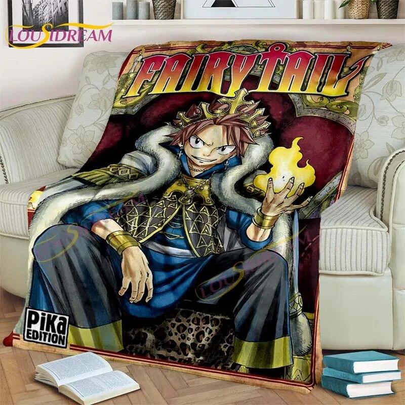 Fairy Tail Blanket Anime Blanket Natsu Blanket 3D Cartoon Covered Blanket Flannel for Bedding Children Room Decor Warm Blanket