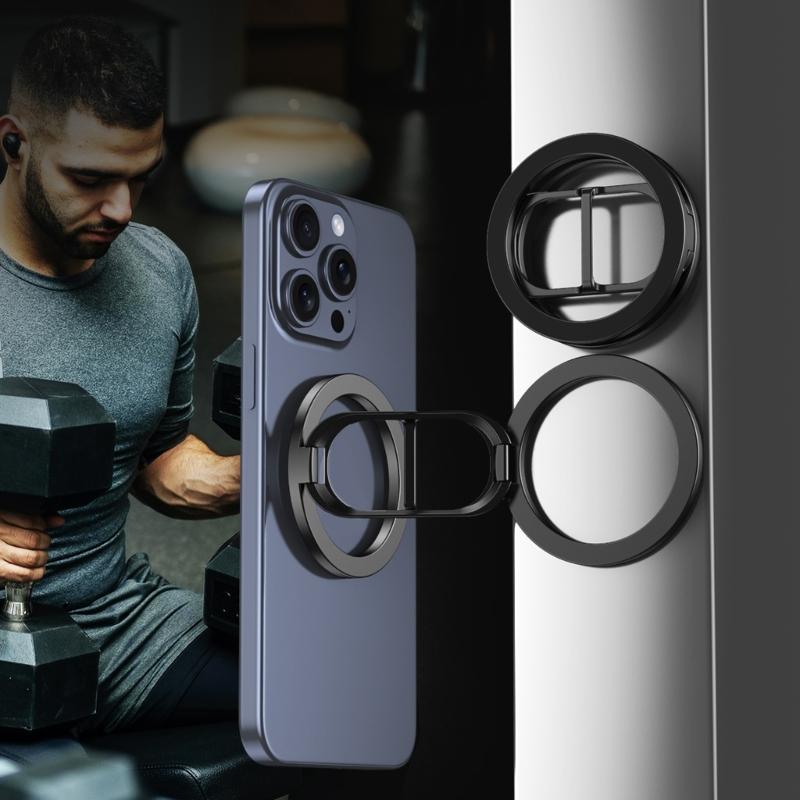 multifunction Magnetic Phone Stand Double Magnetic Designs Phone Stand for Secure Hold Adjustable Angles Stand for Car/Gym Use