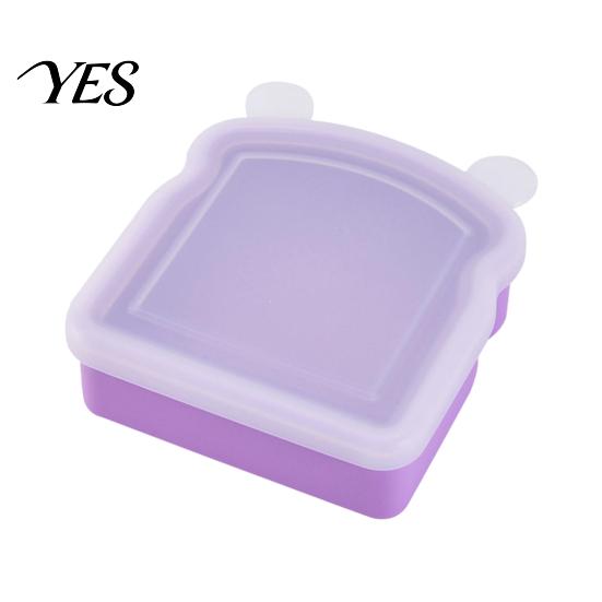 Portable Breakfast Box Silicone Sandwich Holder Lunch Box, Microwave Safe Food Container for Bread Keeper Work Toast, Leak-Proof Bento School,