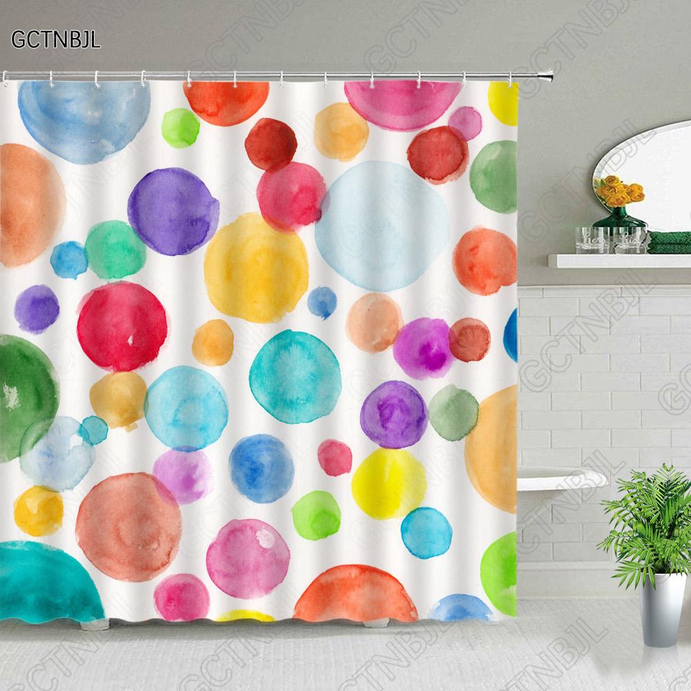 

Rainbow Color Stripe Shower Curtains Geometric Watercolour Pattern Bathroom Curtain Waterproof Polyester Fabric Bathroom Decor W60H190(CM)-1 Pcs