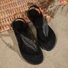 Damen-Schlupf-Flip-Flops mit Wassertropfen-Blattmuster, Flache Sandalen mit verstellbarem Riemen, Bequeme Damenschuhe für Strand- und Urlaubsreisen