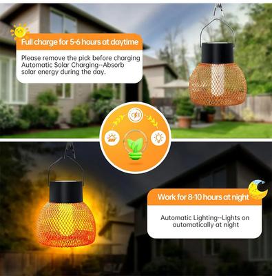 Solar Flame Effect Hanging Lantern Outdoor LED Solar Light Waterproof Solar Fairy Light for Patio Garden Camping Christmas Decor