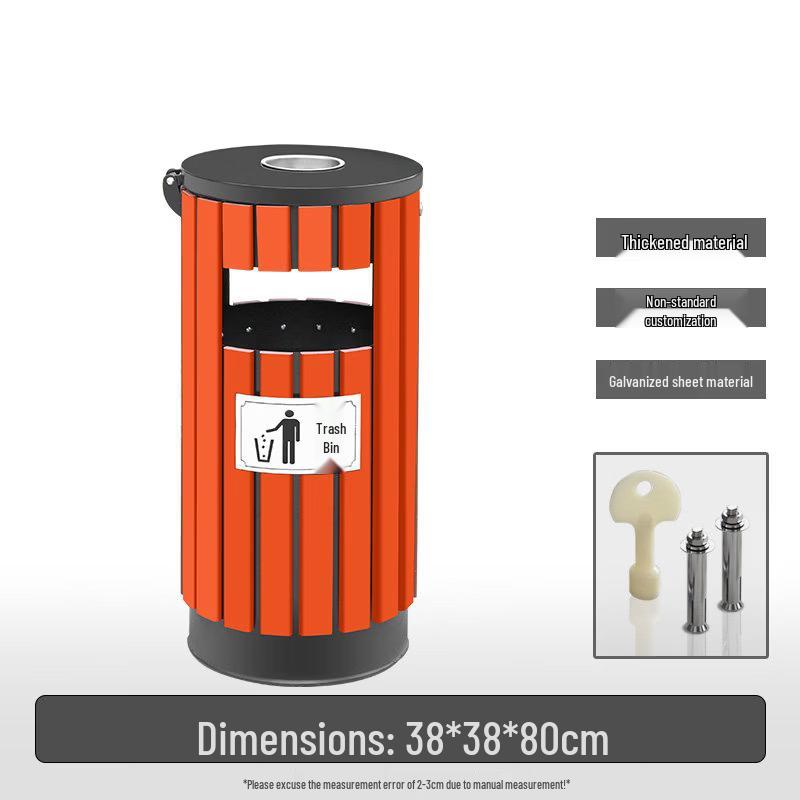 Outdoor Steel Wood Round Waste Bin