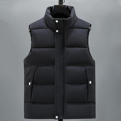 Männer Gepolsterte Weste Winter Mode Stehen Kragen Dicke Warme Schwarze Ärmellose Jacken Plus Größe Koreanische Stil Weste