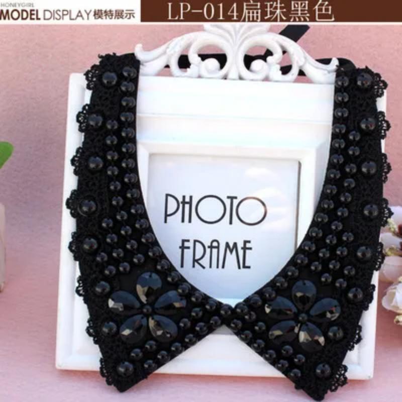 Fashion Wild Retro Beaded Sequins Rhinestones Pearl Lace Collar False Necklace DIY Clothes Shirt Sweater Decoration