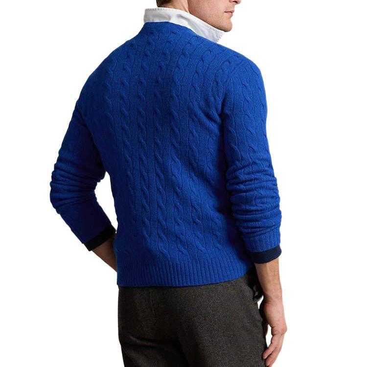 Polo Ralph Lauren Solid Color Cable Knit Sweater Men Sweater Blue MNPOSWE16822029-400