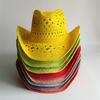 Yellow Straw Hat Malan Flower Cowboy Hand-woven Hollow Men's and Women's Summer Sun Hat Jazz Straw Hat Western Cowboy Hat
