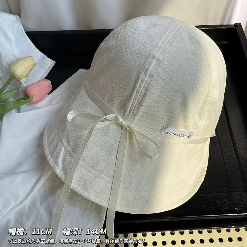 Sweet Bow Bucket Hat Women's Summer Thin Quick-drying Face Hat Travel Anti-ultraviolet Sunshade Sunscreen Hat