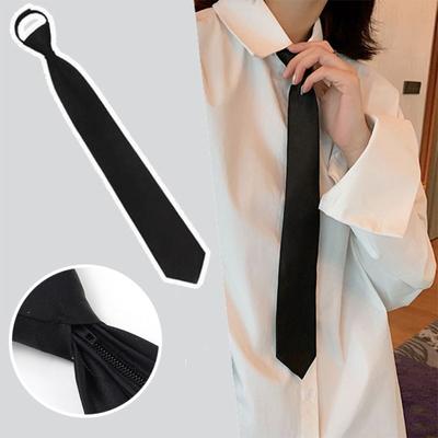 Clip On Uniform Black Tie Unisex Lazy Neck Ties New Suit Zipper Neckties  Women