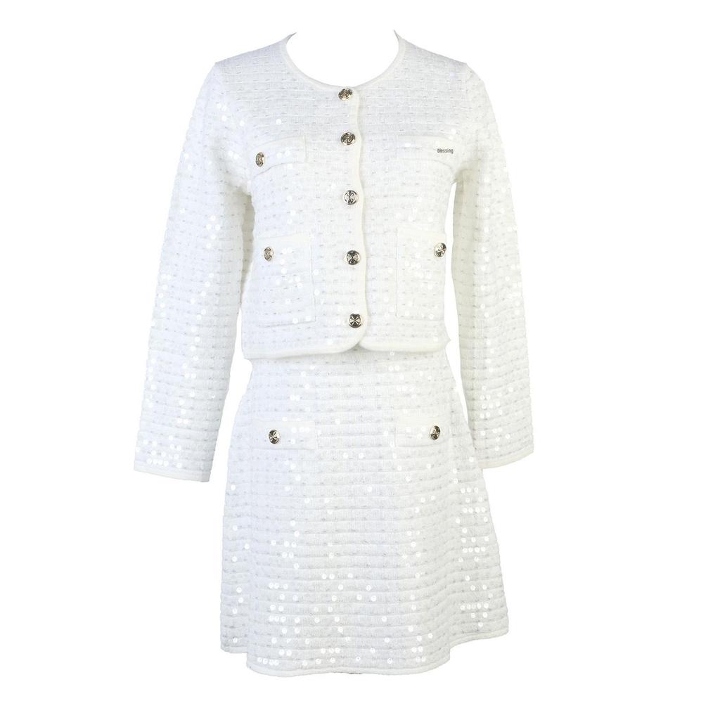 Brown Sequined Round Neck Cardigan and Half Skirt Set - 2025 Spring/Autumn Collection