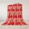 Cheery Cherry Duo Flannel Blanket Warm Soft Halloween Christmas Couch Warm Cozy Decorative Decor Gift for All Season