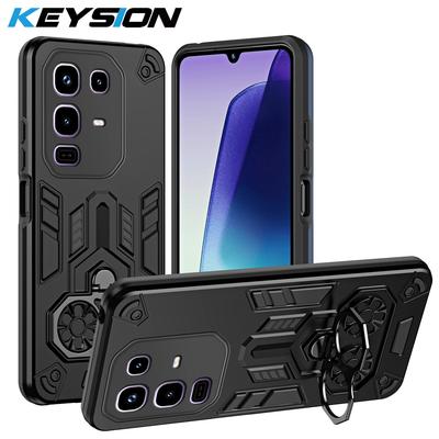 KEYSION Shockproof Case for Infinix Note 50 Pro 4G Silicone+PC Metal Ring Stand Phone Back Cover for Infinix Note 50X 5G 50S 5G