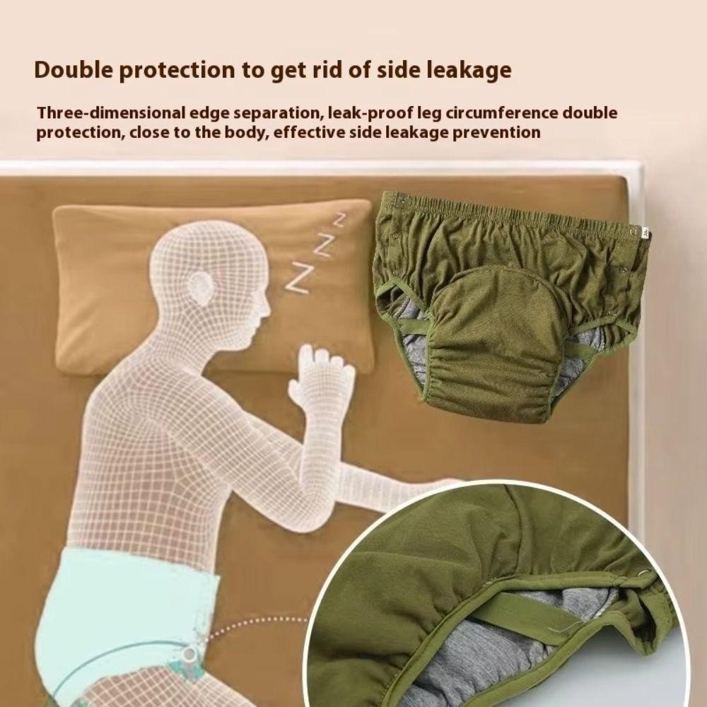 Adjustable Washable Diaper Anti-Side Leakage Absorbent Briefs Incontinence Underwear  Bedrest Use