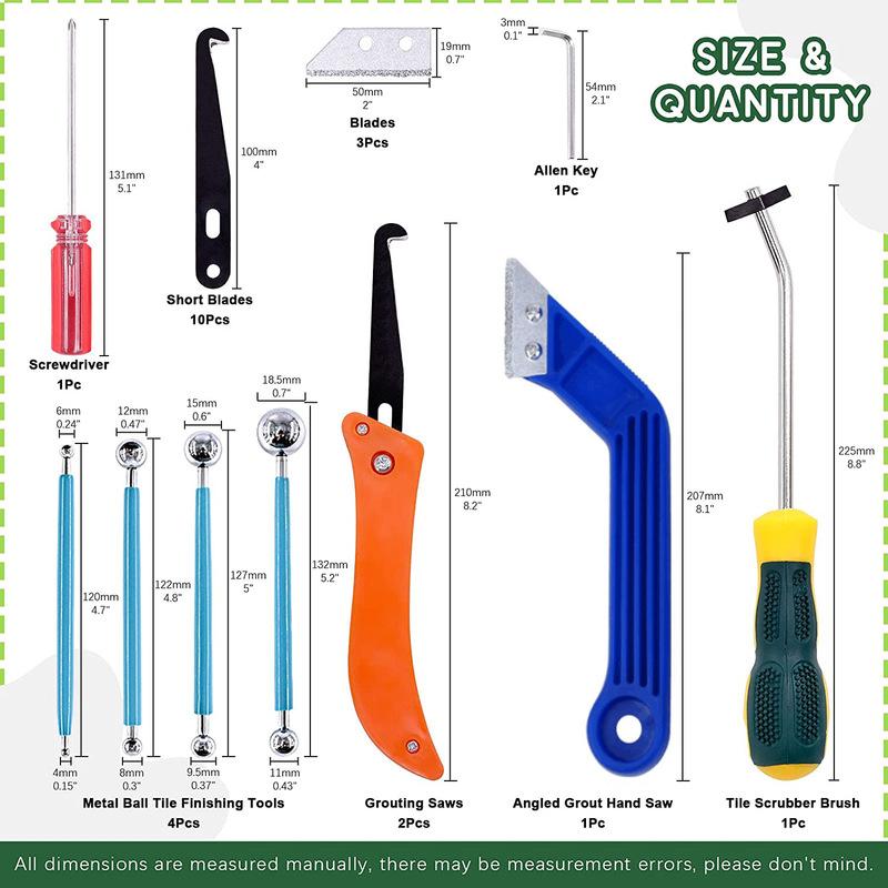 22 Pcs Grout Removal Tools Set Saw Blade Grout Hand Saw Tile Joint Cleaning Brush Caulking Edge for Floor Kitchen Hand Tool Set