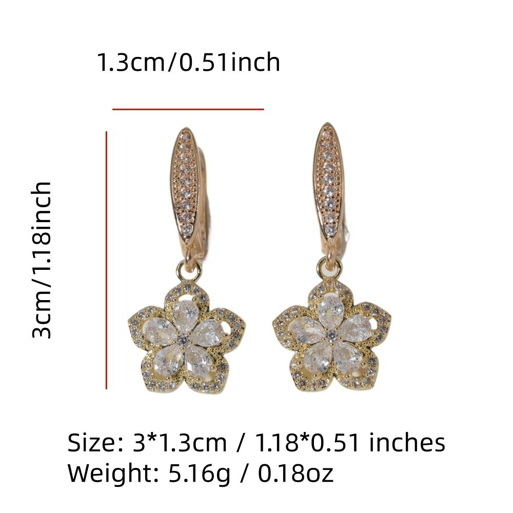 Luxury Flowers Dangle Earrings for Women Zirconia Earring Jewelry Wedding Party Accessories