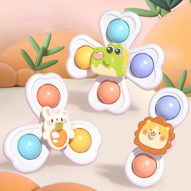Suction Cup  Cartoon Animal Spinner Toys For Kids Window High Chair Tray Bath Table Travel For Children Gift