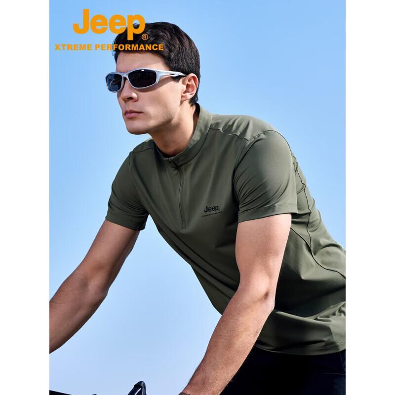 JEEP Men's 2025 Stand Collar Cooling Short Sleeve T-Shirt