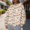 Women's Christmas Print Crewneck Sweatshirt Lightweight Casual Long Sleeve Pullover Top