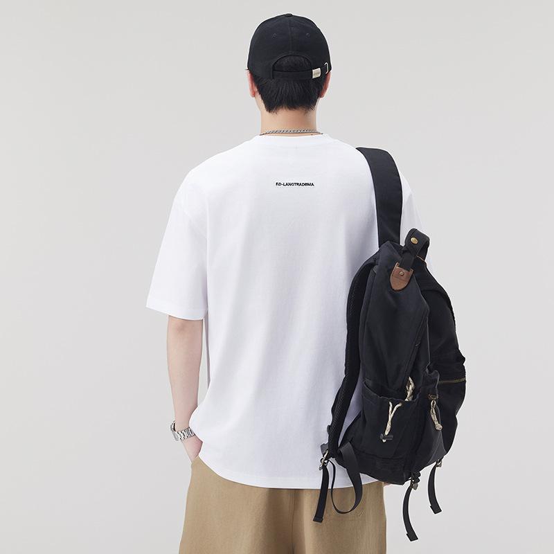 New Summer Men's Cotton Round Neck T-shirt Fashionable Loose Short-sleeved Top Short