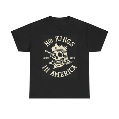 T-shirt Graphique « Pas de Rois en Amérique » pour Homme et Femme en Coton Épais T-shirt Unisexe